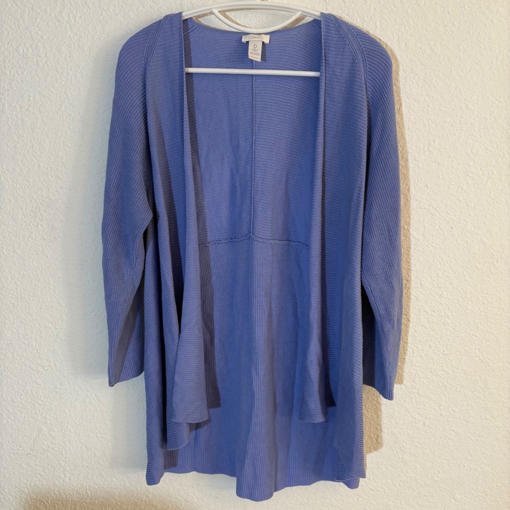 Chico's Open Front Cardigan Women Size 0 Small Periwinkle Blue